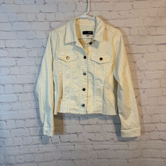 Kut From The Kloth Cream Denim Jacket size large - Picture 1 of 9